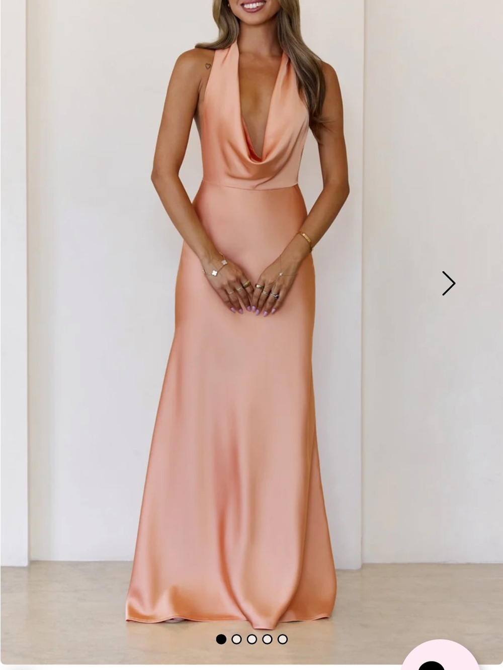 Satin Halter Maxi Dress with Cowl Neck